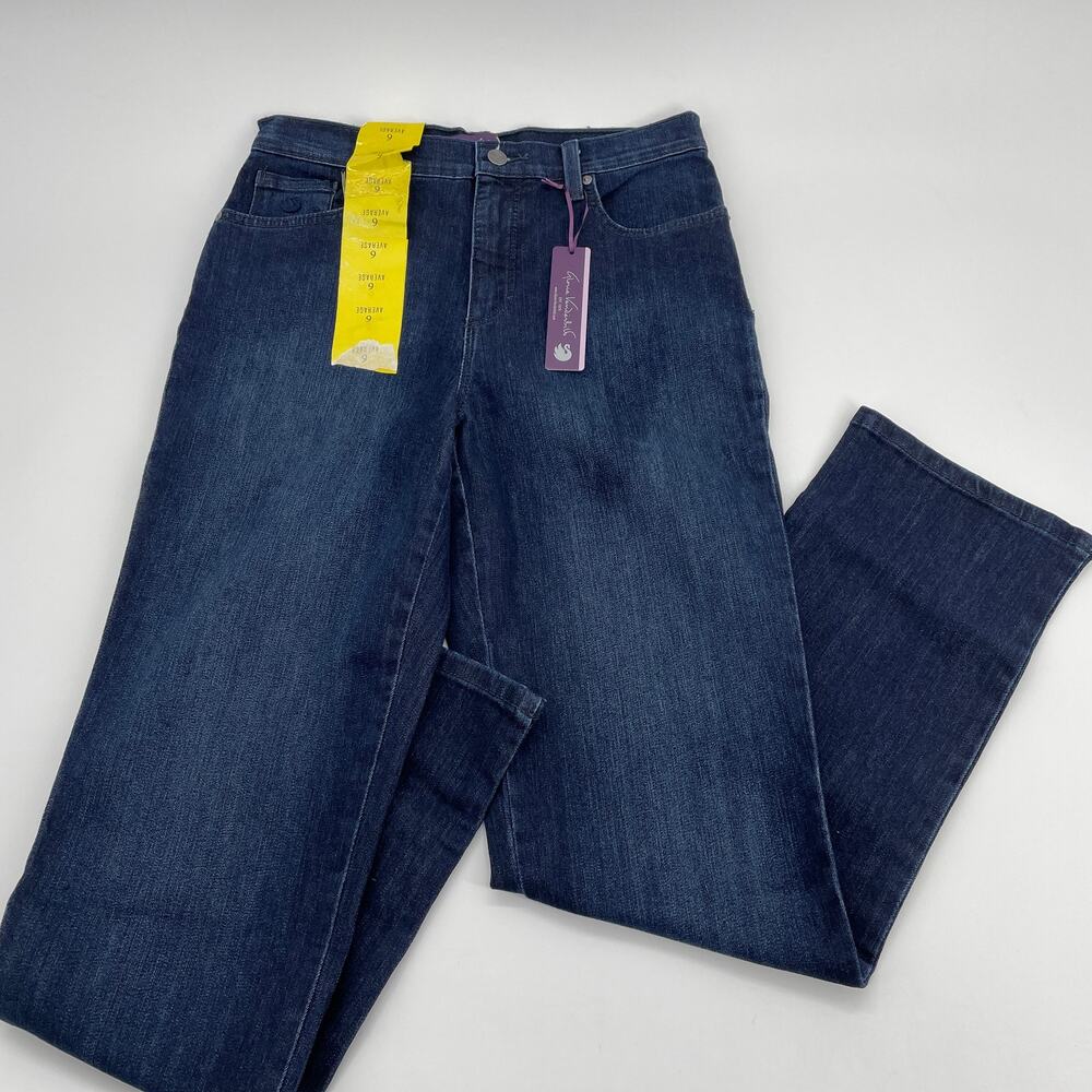 New GLORIA VANDERBILT Dark Blue Slimming Amanda Stretch Jeans Womens Sz 6